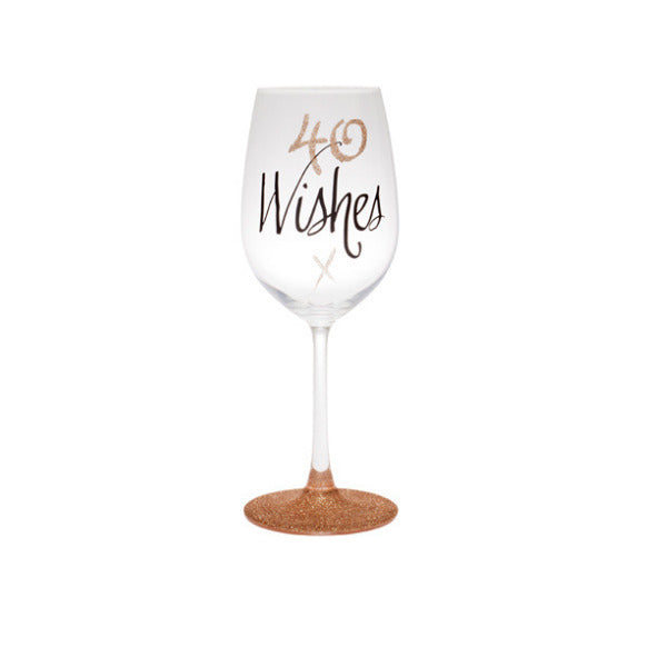 40th Birthday Rose Gold Wine Glass