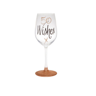 50th Birthday Rose Gold Wine Glass