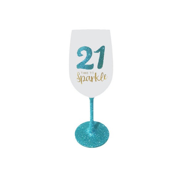 21st Birthday Mint Sparkle Wine Glass