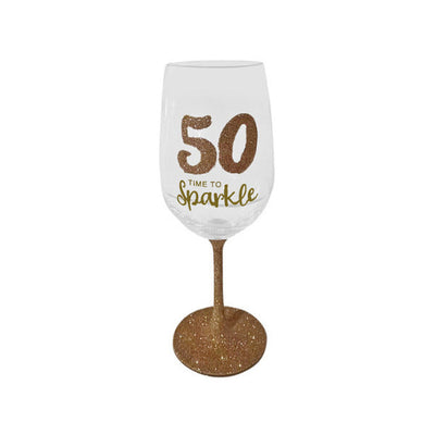 50th Birthday Gold Sparkle Wine Glass