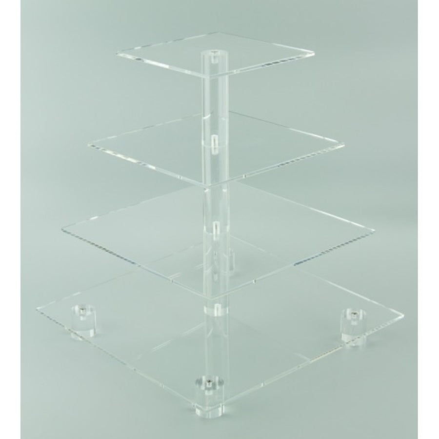 4 Tier Square 4mm Thick Cupcake Stand - Acrylic