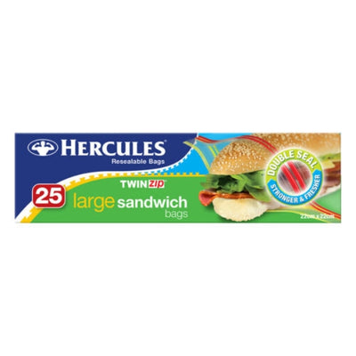 25pk Hercules Twinzip Large Sandwich Bags