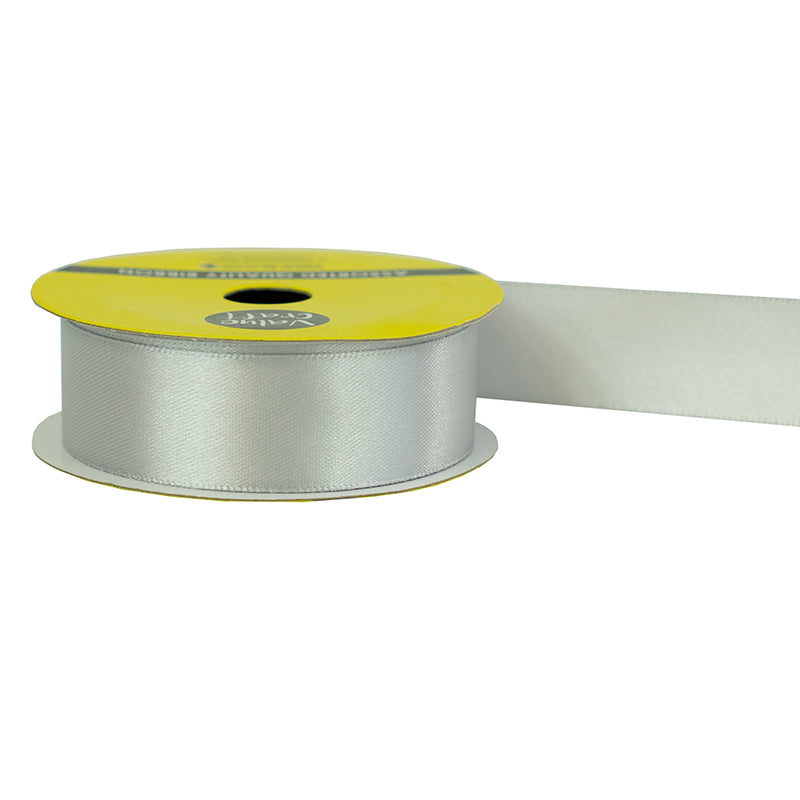 22mm Silver Polyester Satin Ribbon 3m