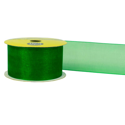 38mm Green Woven Edge Organza Ribbon 4m