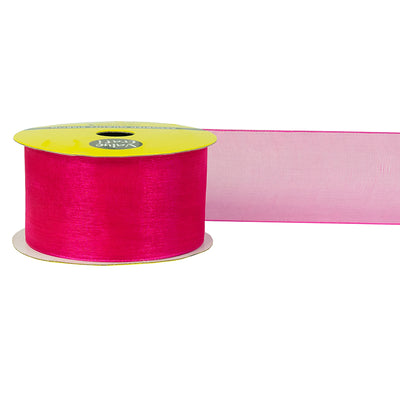 38mm Hot Pink Woven Edge Organza Ribbon 4m