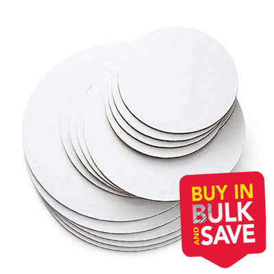 BULK 50pk 9in Round Compressed 2.5mm Cake Board - White