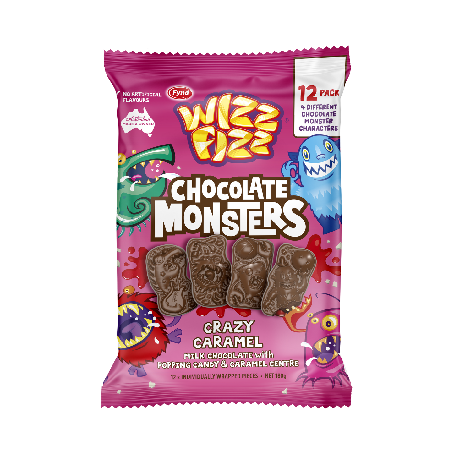 Wizz Fizz Crazy Caramel Chocolate Monsters 180g