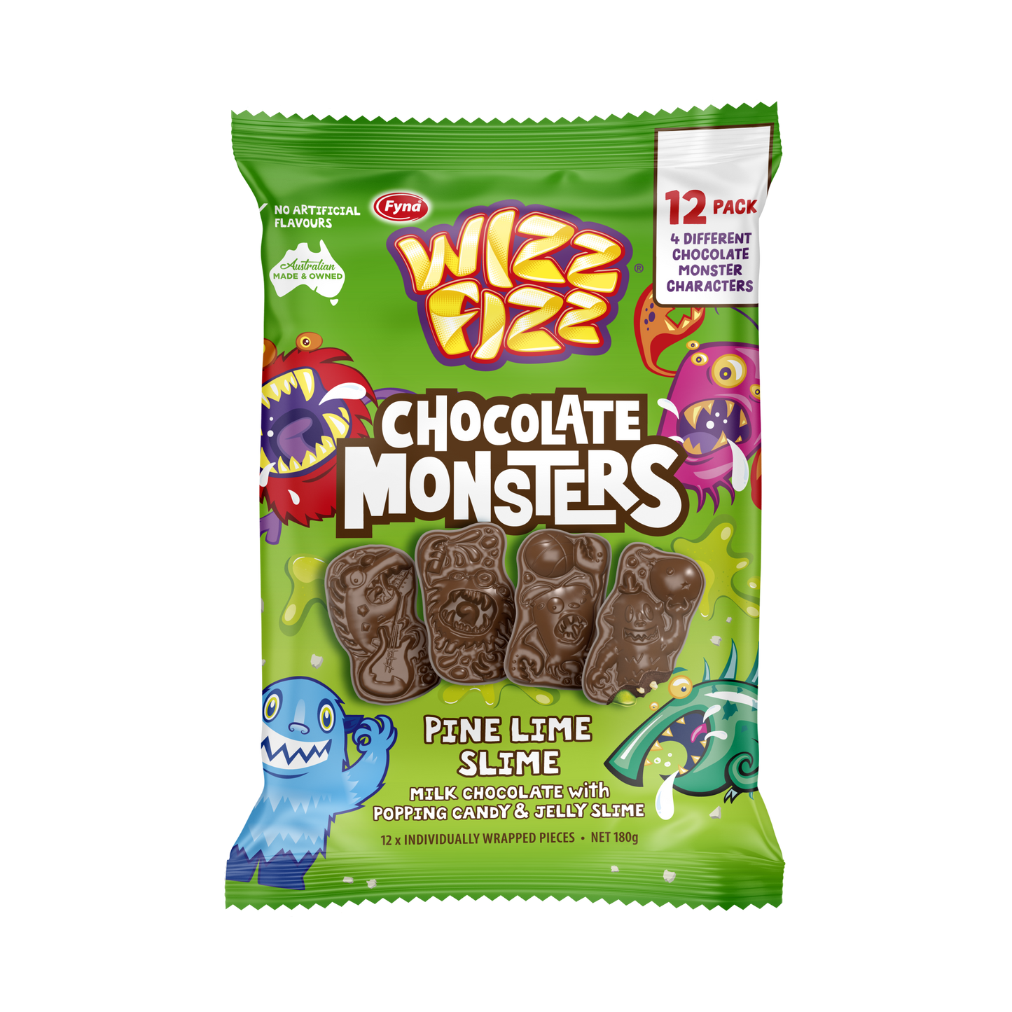 Wizz Fizz Pine Lime Slime Chocolate Monsters 180g