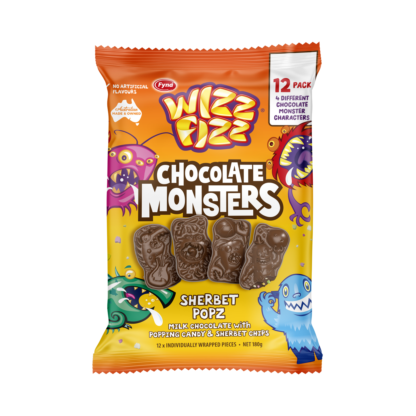 Wizz Fizz Sherbert Popz Chocolate Monsters 180g