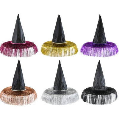 Witch Hat With Tinsel (colour or design selected at random)