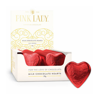 40pk Red 30g Premium Milk Chocolate Pink Lady Foil Hearts