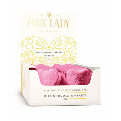 40pk Pink 30g Premium Milk Chocolate Pink Lady Foil Hearts