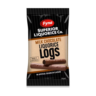Fyna Superior Liquorice Co. Milk Chocolate Liquorice Logs 200g
