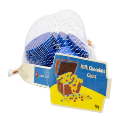 Blue Milk Chocolate Coins 75g (approximately 10-11 pieces)
