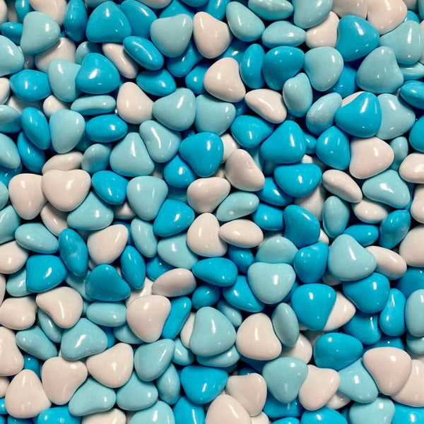 1kg Candy Coated Blue Chocolate Hearts