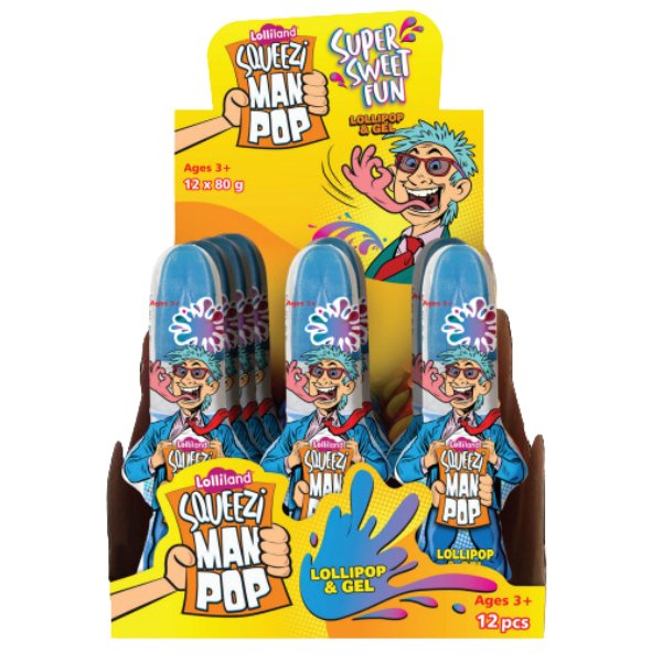 Squeezi Man Pop Lollipop and Gel 80g