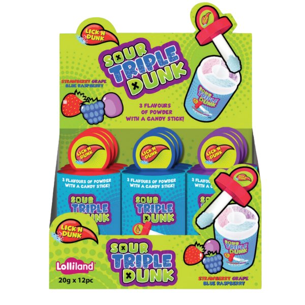 Assorted Flavoured Sour Triple Dunk 24g